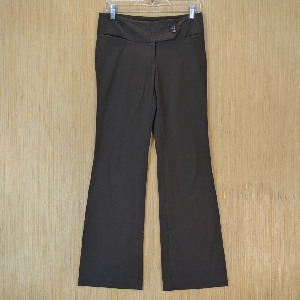 Flirtatious Vintage Y2K Dark Academia Office Brown Low Rise Flare Leg Pants 3